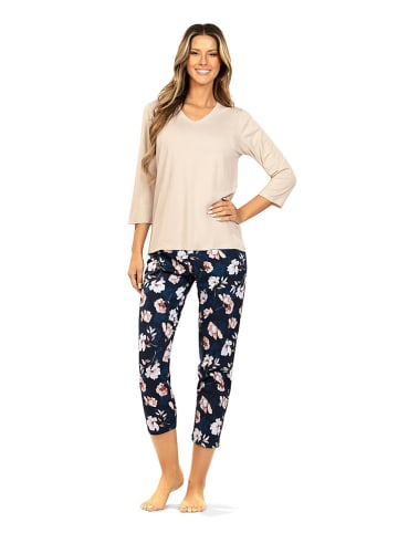 Wiesmann Pyjama in Creme/ Schwarz