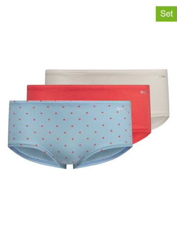 Skiny 3-delige set: hipsters wit/rood/lichtblauw