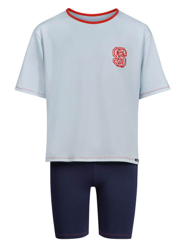 Skiny Pyjama lichtblauw/donkerblauw