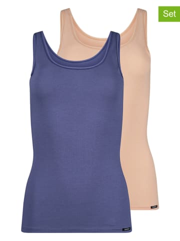 Skiny 2er-Set: Hemdchen in Beige/ Blau