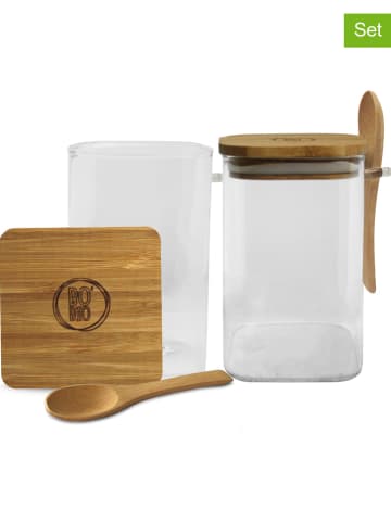 Ard'time 2-delige set: voorraadpotten "Bobio" met lepels naturel - 480 ml