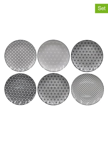 Ard'time 6-delige set: dessertborden "Komaé" zwart/wit - Ø 21,5 cm
