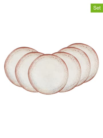 Ard'time 6er-Set: Dessertteller "Agate" in Beige/ Rosa - Ø 22 cm