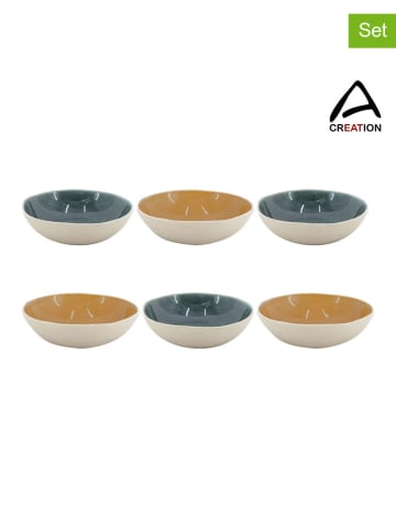 Ard'time 6er-Set: Suppenteller "Coralia" in Beige/ Orange/ Grün - Ø 18,5 cm