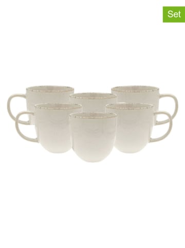 Ard'time 6-delige set: koffiekoppen "Coton" crème - (H)9 x Ø 12 cm