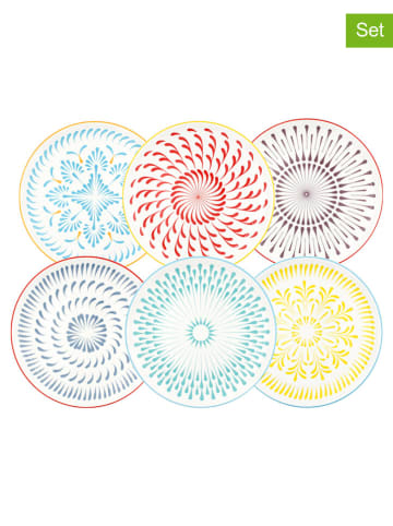 Ard'time 6er-Set: Speiseteller "Kyoto" in Weiß/ Bunt - Ø 27 cm