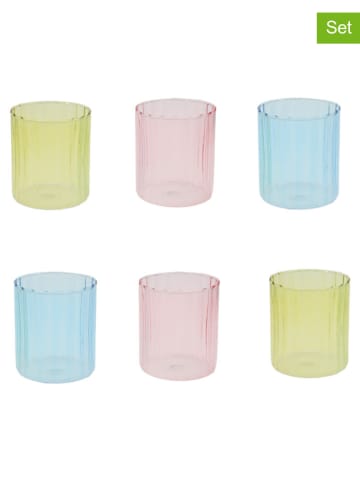Ard'time 6er-Set: Gläser "Kyoto" in Rosa/ Hellblau/ Gelb - 250 ml