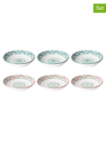 Ard'time 6-delige set: soepborden "Mandala" lichtblauw/roze - Ø 20 cm