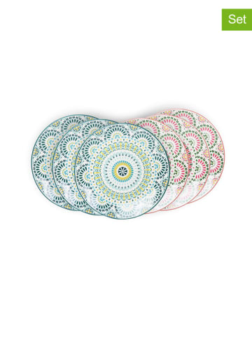 Ard'time 6er-Set: Dessertteller "Mandala" in Hellblau/ Rosa - Ø 19,2 cm