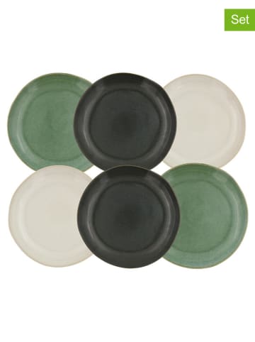 Ard'time 6-delige set: dinerborden "Mila" groen/wit - Ø 26 cm