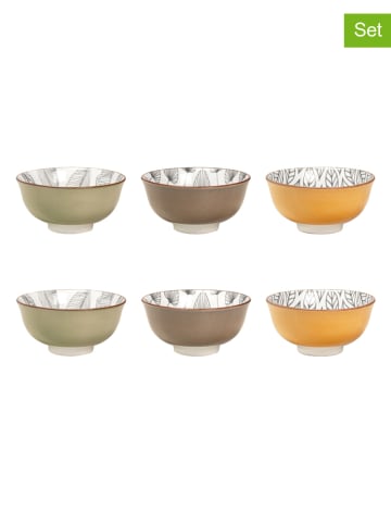 Ard'time 6er-Set: Schalen "Sasebo" in Gelb/ Grün/ Grau - 350 ml