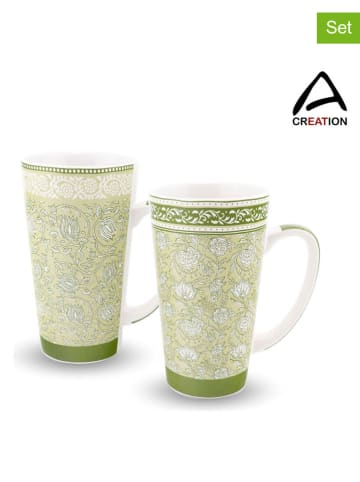 Ard'time 2-delige set: mokken "Soliman" groen - (H)16,5 x Ø 10 cm
