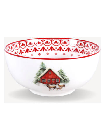 Ard'time Miski (6 szt.) w kolorze biało-czerwonym - Ø 14 cm