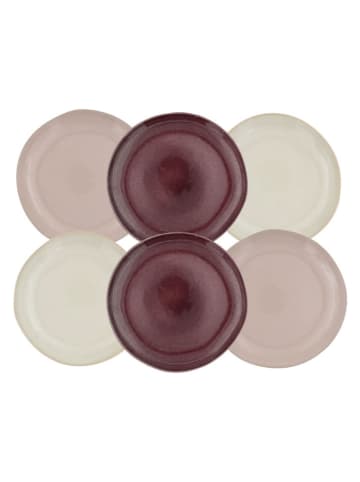 Ard'time 6-delige set: dinerborden "Terra" crème/paars/lichtroze - Ø 26 cm