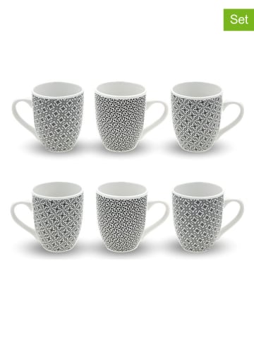Ard'time 6er-Set: Kaffeetassen "Villa Les Pins" in Schwarz/ Weiß - (H)10 x  Ø 8,5 cm