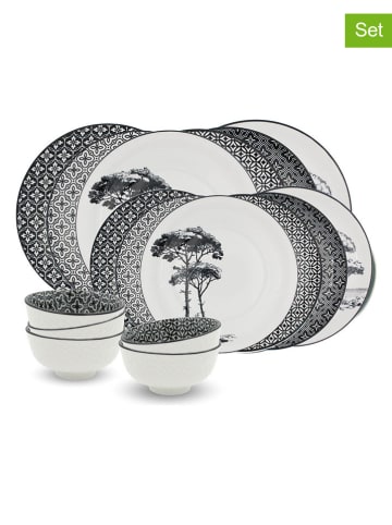 Ard'time 18-delig combiservies "Villa Les Pins" zwart/wit