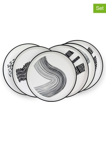 Ard'time 6-delige set: dessertborden "Yucatan" wit/zwart - Ø 20 cm