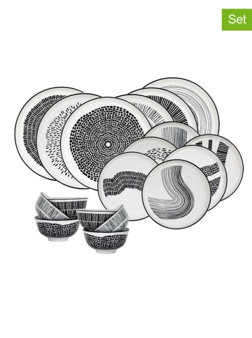 Ard'time 18-delig combiservies "Yucatan" wit/zwart