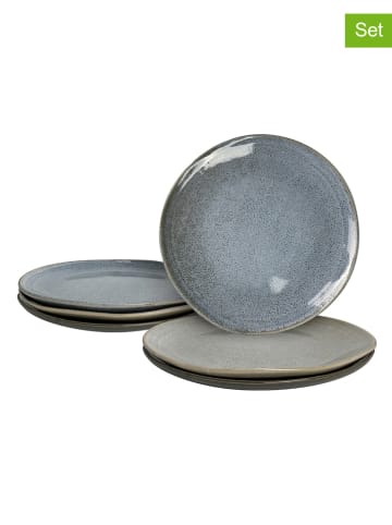 Ard'time 6-delige set: dinnerborden "Zao" grijs/blauw - Ø 26 cm