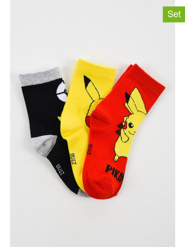 Pokémon 3er-Set: Socken "Pokémon" in Schwarz/ Gelb/ Rot