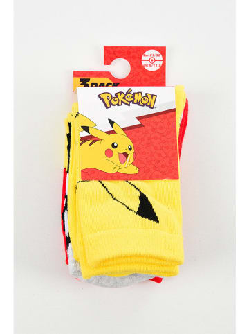 Pokémon Skarpety (3 pary) "Pokémon" w kolorze czarno-żółto-czerwonym