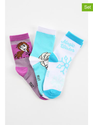 Disney Frozen 3-delige set: sokken "Frozen" paars/lichtblauw/wit