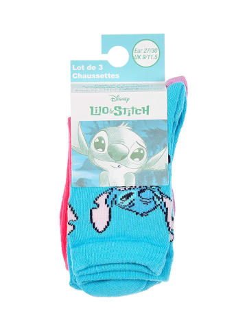 Lilo & Stitch 3er-Set: Socken "Lilo & Stitch" in Lila/ Pink/ Hellblau
