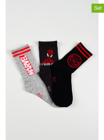 Spiderman 3-delige set: sokken "Spiderman" grijs/zwart