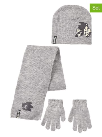 Sonic 3tlg. Set: Mütze, Handschuhe & Schal "Sonic" in Grau