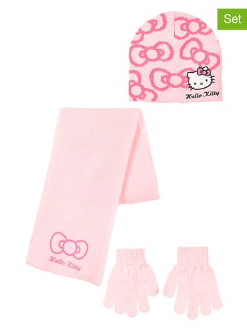 Hello Kitty 3-delige set: muts, handschoenen & sjaal "Hello Kitty" lichtroze