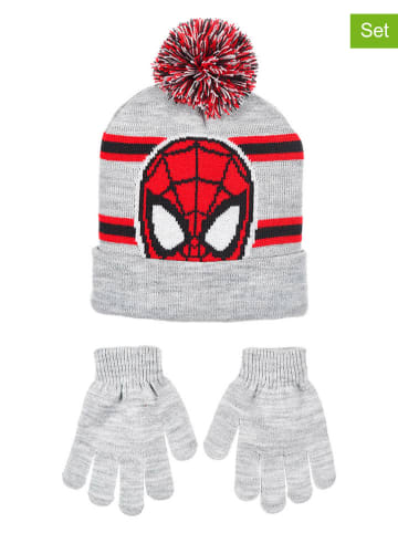 Spiderman 2-delige set: muts & handschoenen "Spiderman" grijs/rood