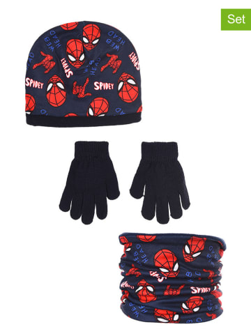 Spiderman 3-delige set: muts, handschoenen & colsjaal "Spiderman" donkerblauw/rood