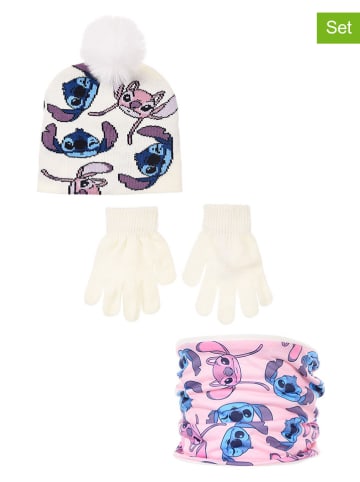 Lilo & Stitch 3-delige set: muts, handschoenen & colsjaal "Lilo & Stitch" crème/lichtroze