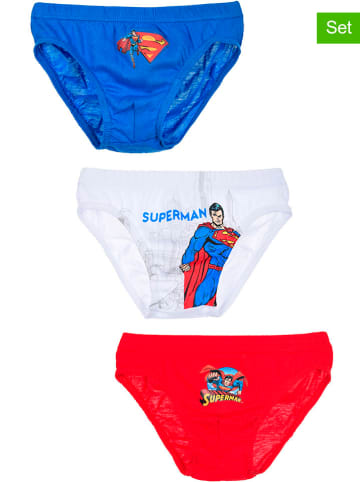 Superman 3er-Set: Slips "Superman" in Weiß/ Blau/ Rot
