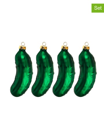 Profiline 4-delige set: kerstversiering groen - (H)9,2 x Ø 3 cm