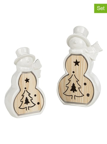 Profiline Dekoracyjne lampy LED (2 szt.) "Snowman" w kolorze beżowo-białym