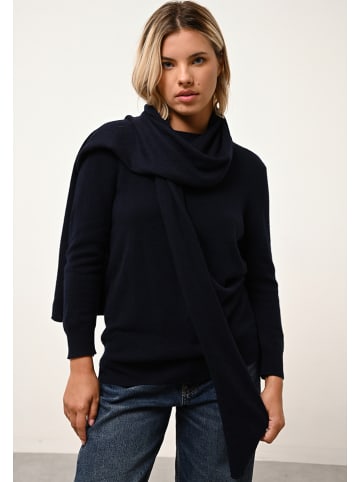 Just Cashmere Kasjmieren sjaal "Spencer" donkerblauw - (L)200 x (B)30 cm