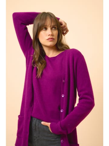 Just Cashmere Kasjmieren vest "Chelsea" paars