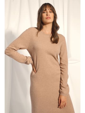 Just Cashmere Kaszmirowa sukienka "Lina" w kolorze beżowym