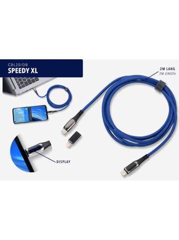 Troika USB-C-Ladekabel in Blau - (L)200 cm