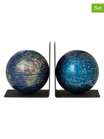 Troika 2-delige set: boekensteunen "Bookglobe" donkerblauw - Ø 13 cm