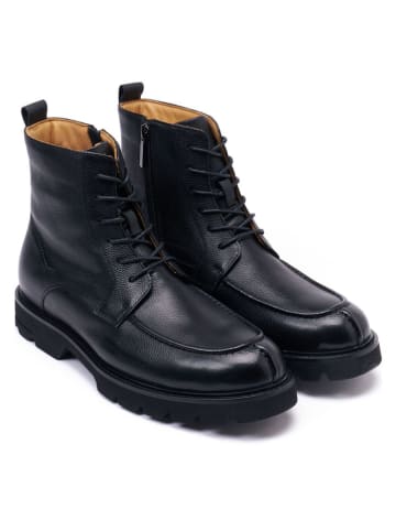 British Passport Leder-Boots in Schwarz