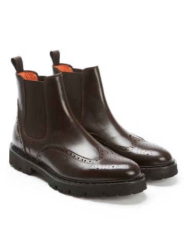 British Passport Leder-Chelsea-Boots in Braun