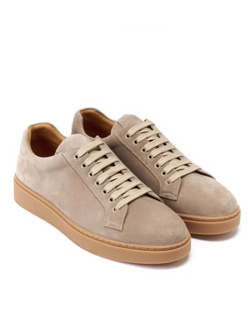 British Passport Leder-Sneakers in Taupe