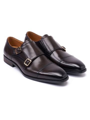 British Passport Leder-Monkstraps in Braun