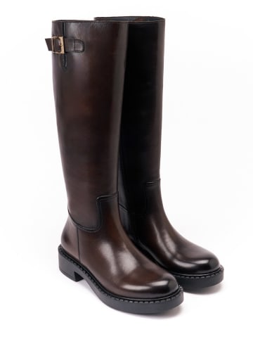British Passport Leder-Stiefel in Braun