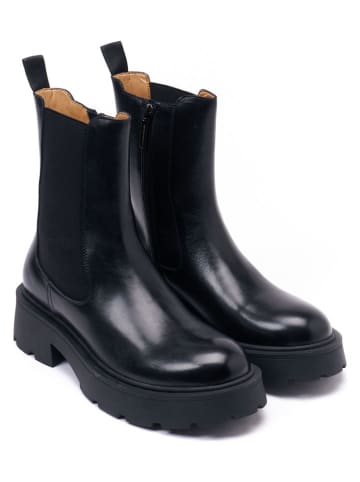 British Passport Leder-Boots in Schwarz