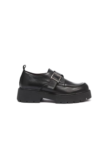 Frank Daniel Leren mocassins zwart