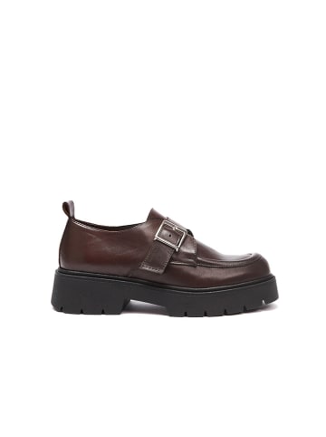 Frank Daniel Leren mocassins bruin