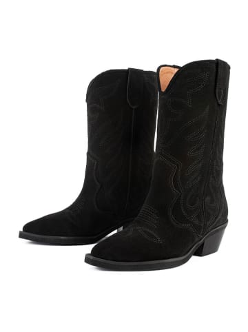 loft37 Leder-Westernstiefel in Schwarz